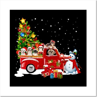 Guines Red Car Truck Christmas Tree Funny Santa T-Shirt Posters and Art